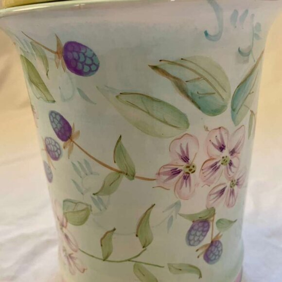 Vintage Capriware Ceramic Canister Set – White Floral & Berry Design – Set of 2 - Picture 4 of 16